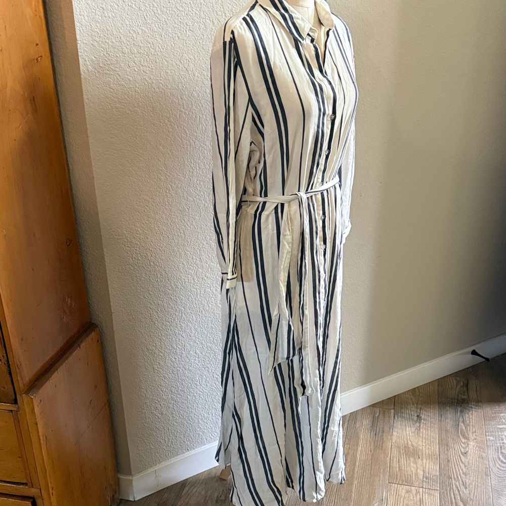 Philosophy Women's White and Black Striped Button-Front Shirt Dress - Picture 3 of 12